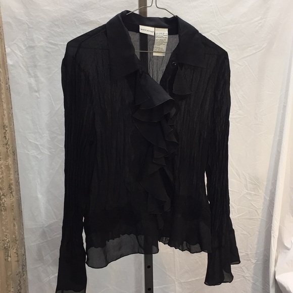 White Stag shear Black Crinkle Blouse - Picture 2 of 5